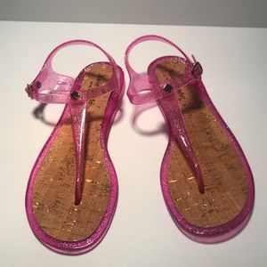 Kate Spade gold pink glitter jelly sandals